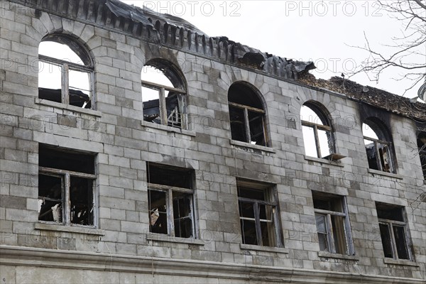 Architecture, historic building destroyed by fire, Montreal, Province of Quebec, Canada, North America