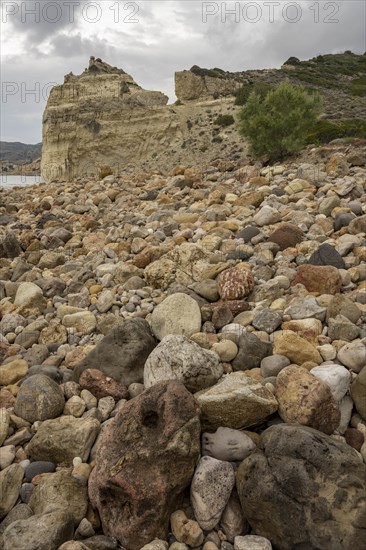 Beach with colourful stones near Malolo, Milos, Cyclades, Greece, Europe