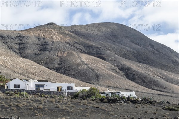 Settlement in volcanic landscape, Lanzarote, Canary Islands, Spain, Europe