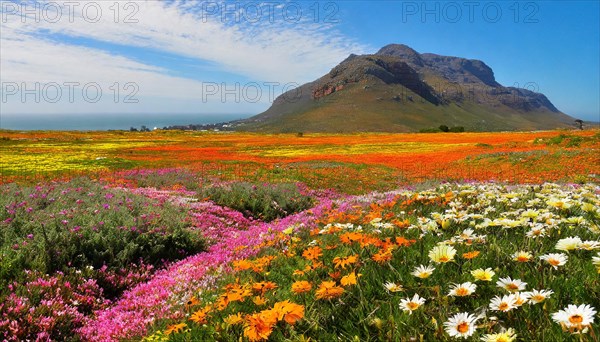 KI generated, The desert in Namaqualand blooms in August and September each year, Namibia, Africa
