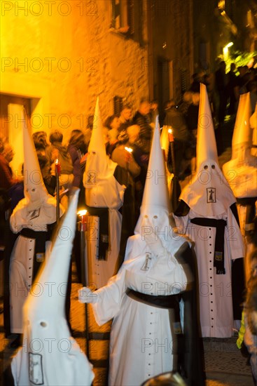 Penitents, Nazarenos, Semana Santa, Procession, Good Friday, Pollenca, Majorca, Balearic Islands, Spain, Europe