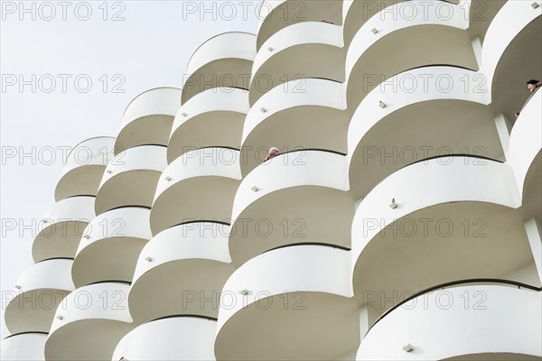 Hotel balconies, Cala Ratjada, Majorca, Balearic Islands, Spain, Europe