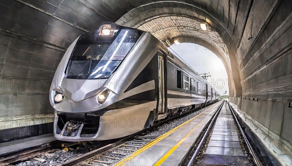 AI generated, A modern train in the tunnel, LeShuttle, Eurotunnel, France-London