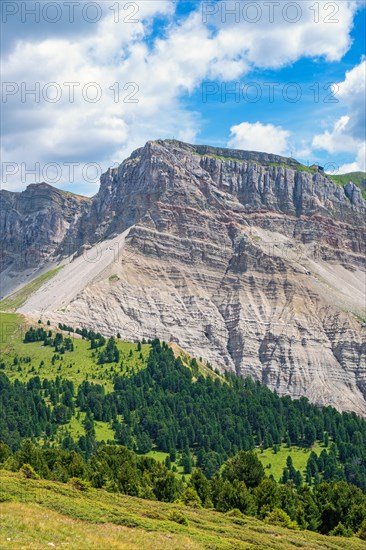 Mountaious alps landscape at Odle Group mountains in the Dolomites, Ortisei, Val Gardena, Italy, Europe