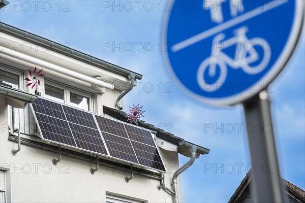 Balcony power station on a house in Monheim am Rhein, Germany, Europe