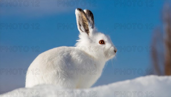 AI generated, A snow hare in winter, (lepus timidus)