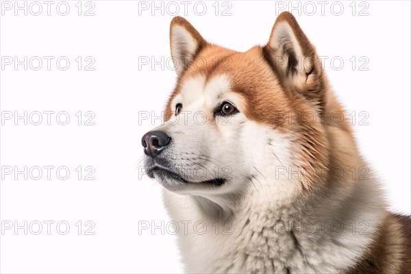 Portrait of Akita Inu dog on white background. KI generiert, generiert AI generated