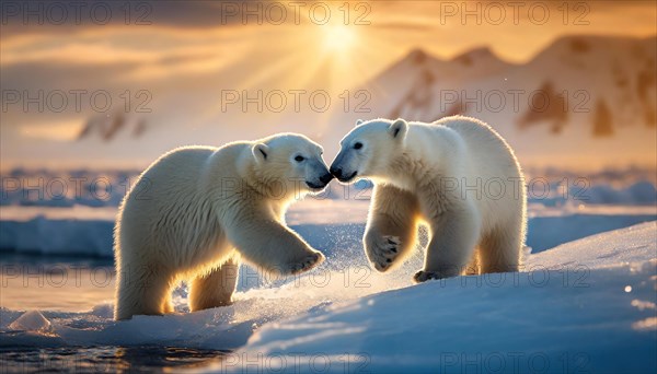 AI generated, Two polar bear (Ursus maritimus), Polar bear, Polar bear