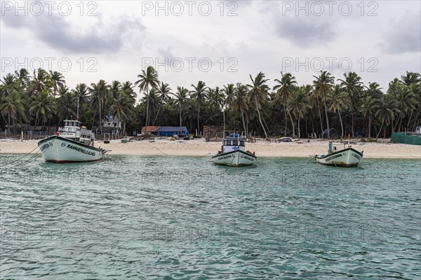 Fishing boats on Agatti Island, Lakshadweep archipelago, Union territory of India