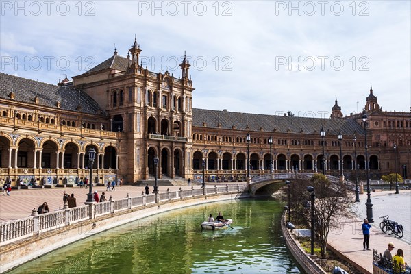 Seville, Spain, March 9, 2022: Beautiful view of Plaza de Espana in Andalusia, Europe