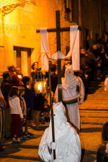 Penitents, Nazarenos, Semana Santa, Procession, Good Friday, Pollenca, Majorca, Balearic Islands, Spain, Europe