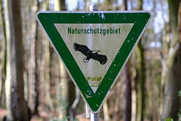 Sign with inscription nature reserve, vintage, North Rhine-Westphalia, Germany, Europe