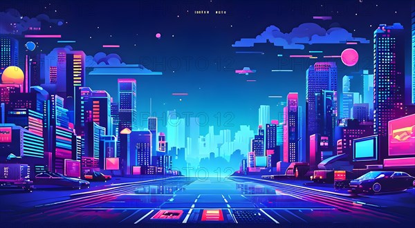 Website header blending retro pixel style elements and modern graphics pixelated icons, AI generated