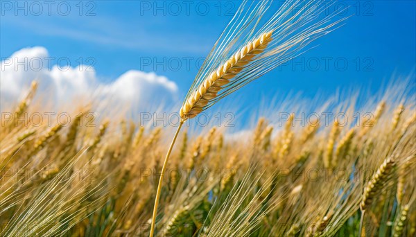 AI generated, A single ear in the cornfield, Barley