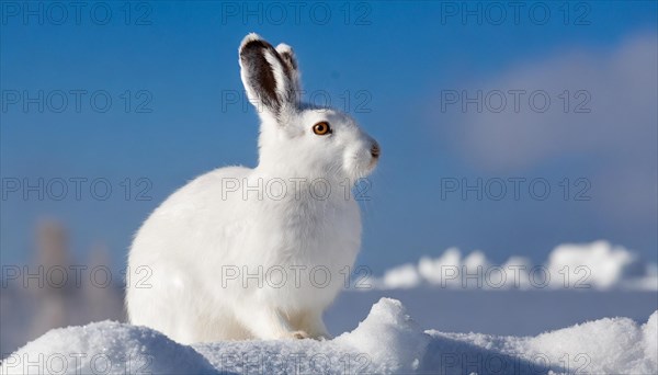 AI generated, A snow hare in winter, (lepus timidus)