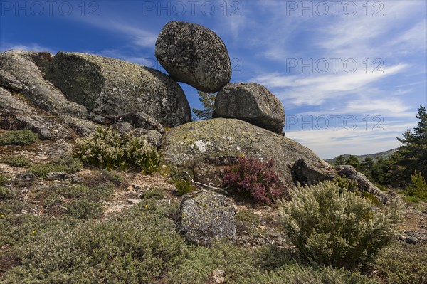 Mountain pass in the Serra Estrela, landscape, barren, mountainous, plateau, climate, climate change, heather, nature, natural landscape, geology, geography, blue sky, travel, flora, vegetation, rock, rocky, erosion, dry, dried up, Portugal, Europe