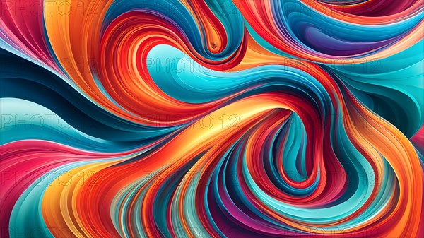 Animation incorporating vibrant colors in swirling playful patterns conveying movement, AI generated