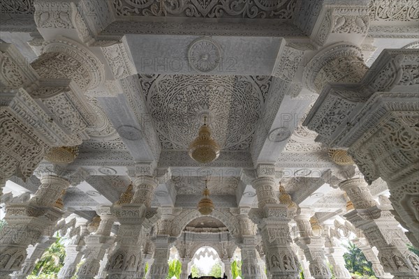 Marble build Dharamshala Manilaxmi Tirth Jain temple, Gujarat, India, Asia