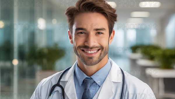AI generated, An attractive doctor in hospital, Portrait, 30, 35, years