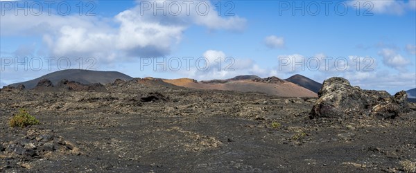 Volcanic landscape, Montanas del Fuego, Fire Mountains, Timanfaya National Park, Lanzarote, Canary Islands, Spain, Europe
