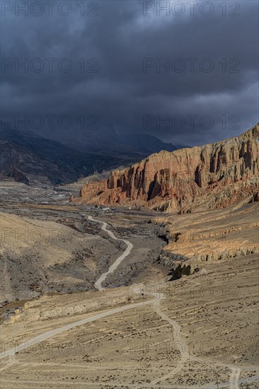 Colourful eroded mountain desert, Kingdom of Mustang, Nepal, Asia