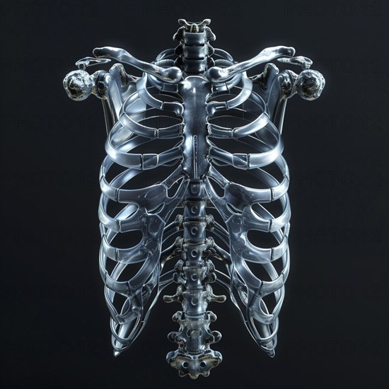 Medical illustration of a human chest with lungs, AI generated