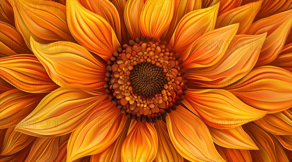 Macro photograph of an orange flower displaying intricate petal textures, ai generated, AI generated