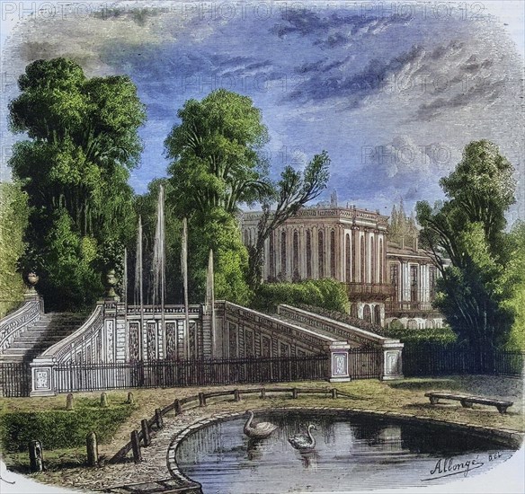 Le Petit Trianon in Versailles, France, Historical, digitally restored reproduction from a 19th century original, Record date not stated, Europe
