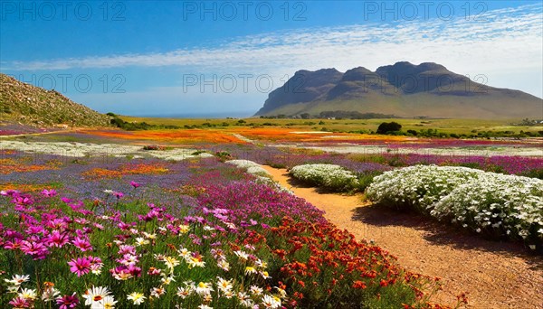 KI generated, The desert in Namaqualand blooms in August and September each year, Namibia, Africa