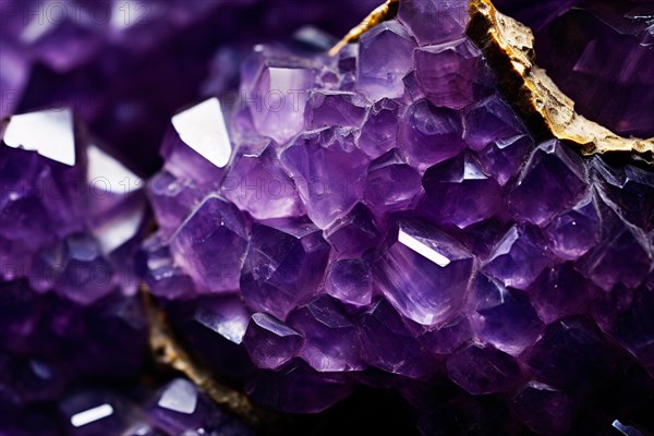 Close up of purple Amethyst mineral crystal. KI generiert, generiert AI generated