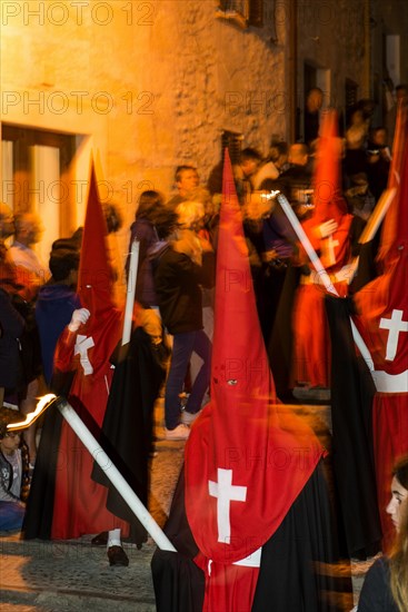 Penitents, Nazarenos, Semana Santa, Procession, Good Friday, Pollenca, Majorca, Balearic Islands, Spain, Europe