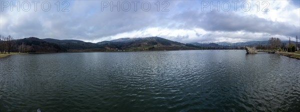 Cloudy sky, Stubenbergsee, panoramic view, Stubenberg am See, Styria, Austria, Europe