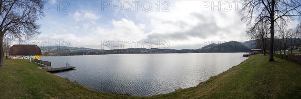 Cloudy sky, Stubenbergsee, panoramic view, Stubenberg am See, Styria, Austria, Europe