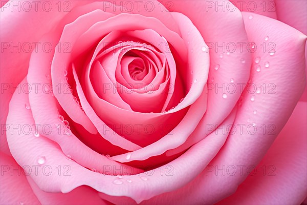 Close up of beautiful pink rose flower with water rain drops. KI generiert, generiert AI generated