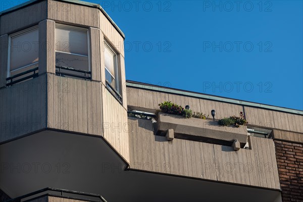 Single balcony on a modern building with plant decoration
