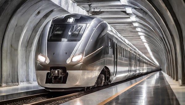 AI generated, A modern train in the tunnel, LeShuttle, Eurotunnel, France-London