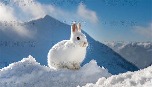 AI generated, A snow hare in winter, (lepus timidus)