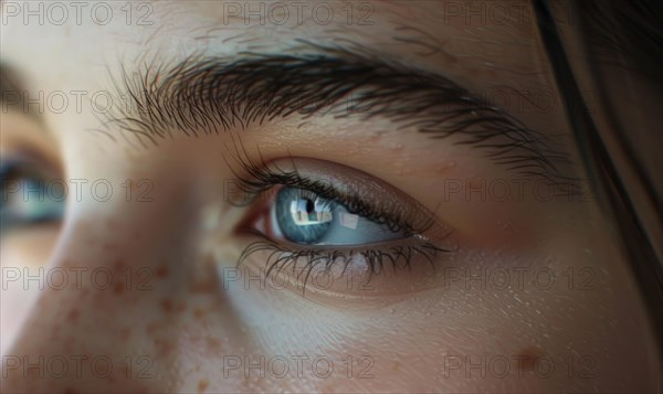 Macro shot of an eye with detailed eyelashes and reflection AI generated