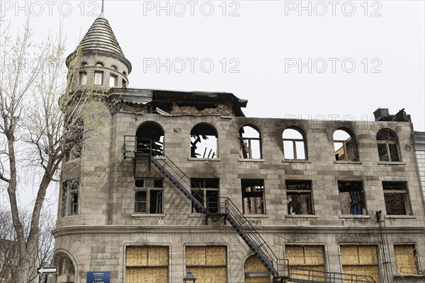 Architecture, historic building destroyed by fire, Montreal, Province of Quebec, Canada, North America