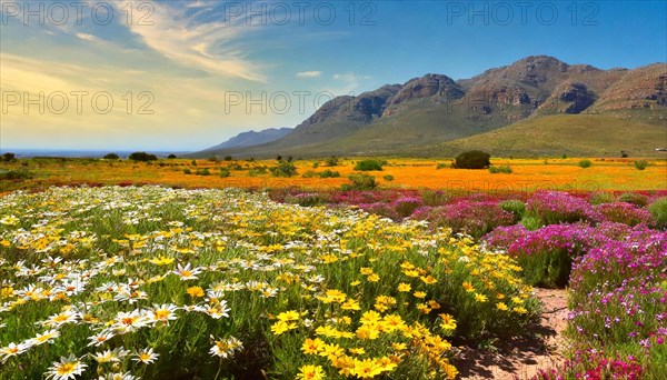 KI generated, The desert in Namaqualand blooms in August and September each year, Namibia, Africa