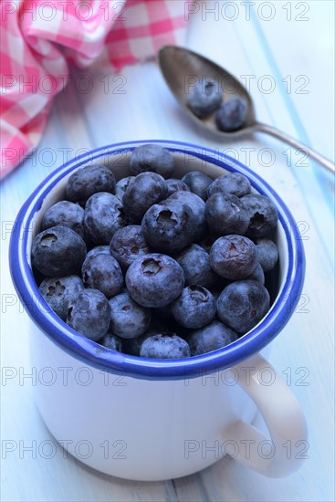 Blueberries in cup, cultivated blueberry