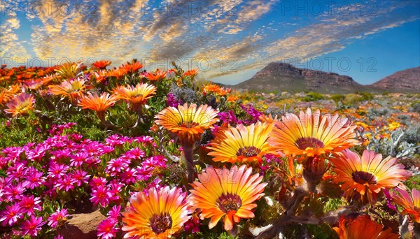 KI generated, The desert in Namaqualand blooms in August and September each year, Namibia, Africa