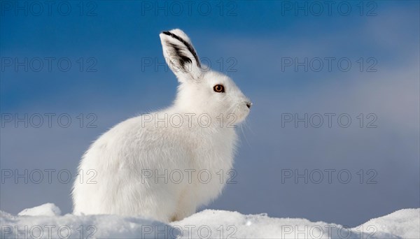 AI generated, A snow hare in winter, (lepus timidus)