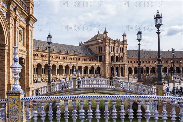 Seville, Spain, March 9, 2022: Beautiful view of Plaza de Espana in Andalusia, Europe