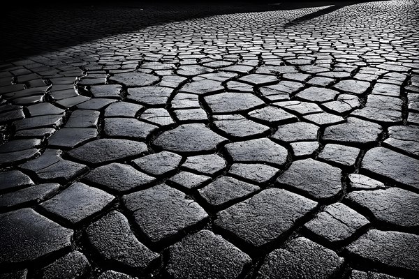 Candid street uneven cracked pavement, AI generated