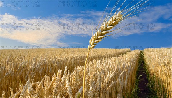 AI generated, A single ear of wheat in the cornfield, Wheat, Ear of wheat