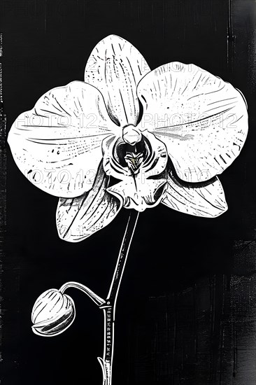 Orchid minimalist line drawing emphasis on form simplicity, AI generated