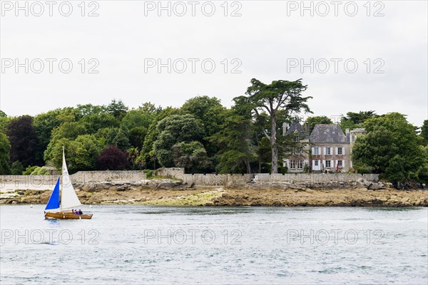 House by the sea, Benodet, Finistere, Brittany, France, Europe