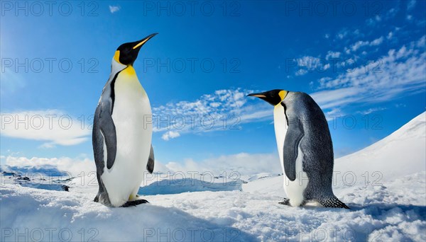 AI generated, Antarctica, snow, ice, winter, king penguin (Aptenodytes patagonicus), Antarctica