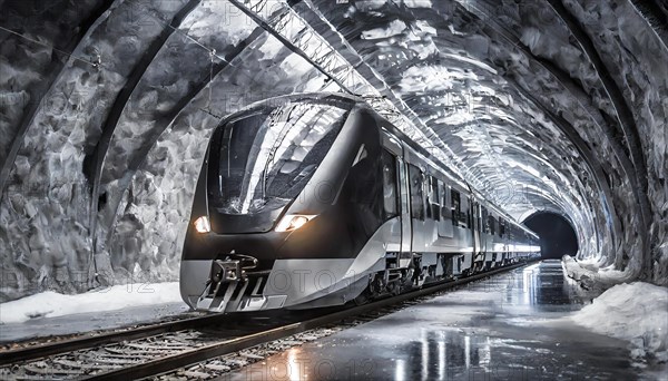 AI generated, A modern train in the tunnel, LeShuttle, Eurotunnel, France-London